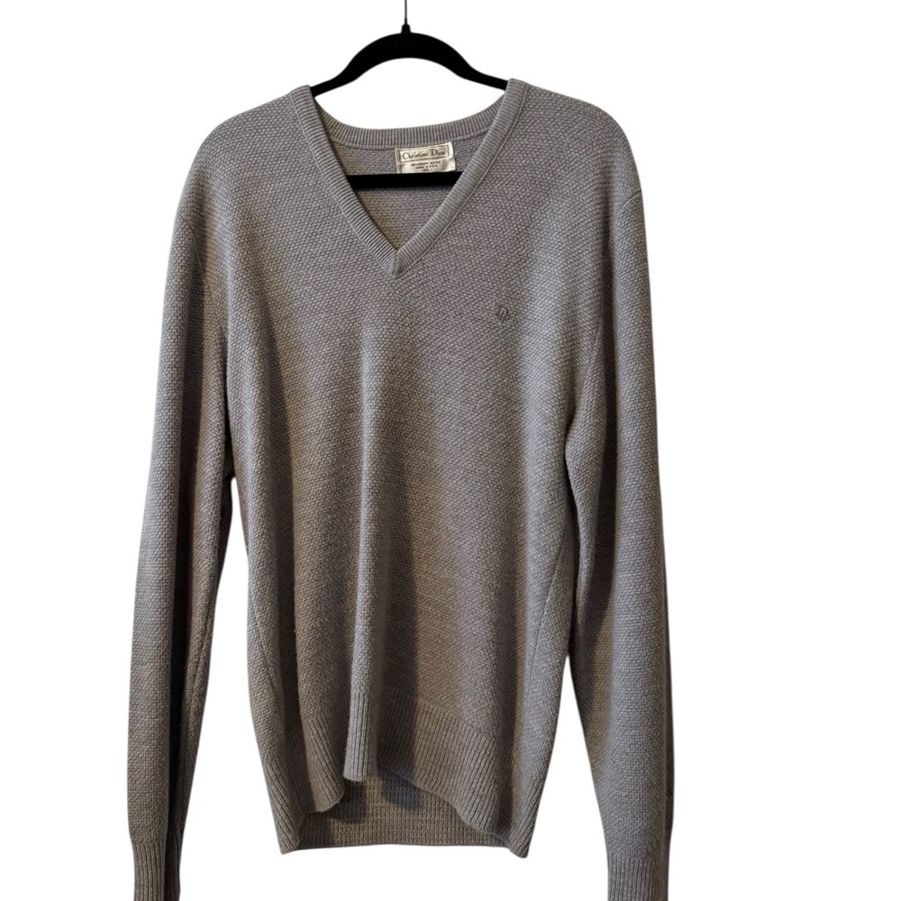 EUC Christian Dior XL Gray V-Neck Sweater